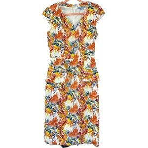 NWT Antonio Melani Adalee Printed Crepe Dress Ivory Sunkiss Women’s 0 Floral